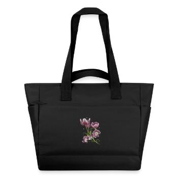 Tulpen und Sterne, Mixed Media Kunstwerk - Wasserabweisende Padded Bag - Schwarz - Vorne