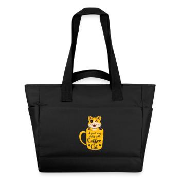 Good day coffee cat - Water-Repellent Padded Bag - black - Front