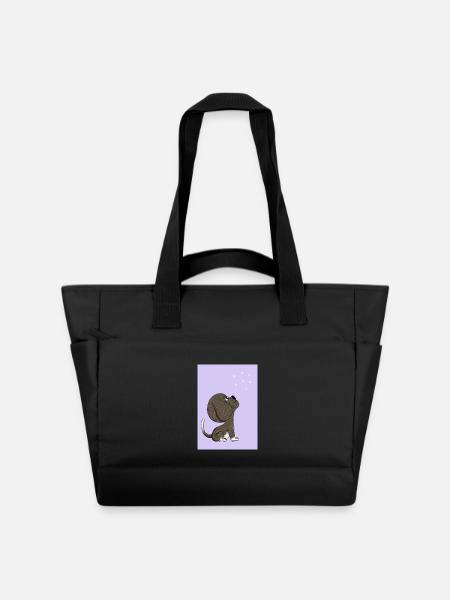 Dog and starry sky - Water-Repellent Padded Bag - black