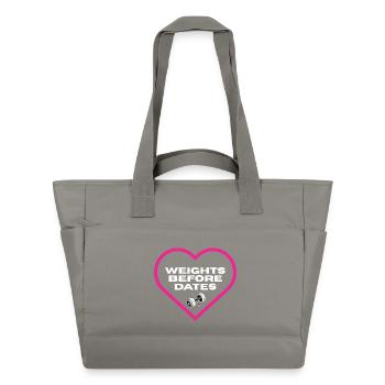 Weights Before Dates Motivation T-Shirt - Water-Repellent Padded Bag - grey - Front