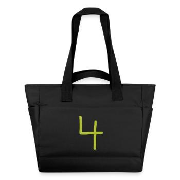 4 Numéro quatre numéro anniversaire vert - Sac matelassé déperlant - noir - Devant