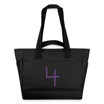 4 Numéro quatre numéro violet anniversaire - Sac matelassé déperlant - noir - Devant