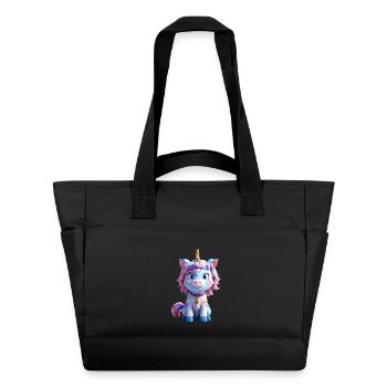 Licorne 3D colorée - Sac matelassé déperlant - noir - Devant