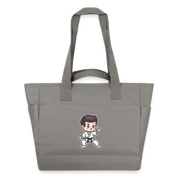 Karate Junge Zeichnung - Wasserabweisende Padded Bag - Grau - Vorne
