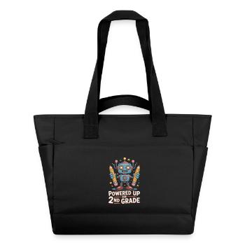 Powered Up For 2nd Grade Schulstart Roboter - Wasserabweisende Padded Bag - Schwarz - Vorne