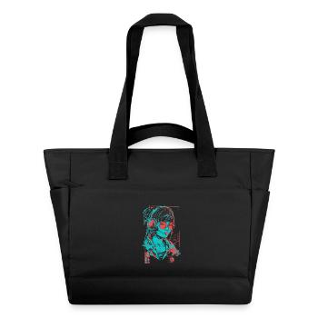 Kopfhörer Mädchen Frau Musik Sound Beat Neon Pink - Wasserabweisende Padded Bag - Schwarz - Vorne