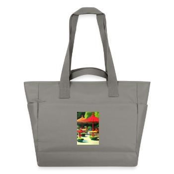 Outdoor Asian Cafe - Water-Repellent Padded Bag - grey - Front