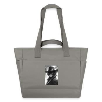Schwarzweiß-Katze im Cowboylook - Wasserabweisende Padded Bag - Grau - Vorne