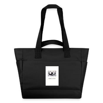 Pas de replay. À l’instant. – Conception rétro de cassette - Sac matelassé déperlant - noir - Devant