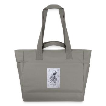 Oktopus-Bauplan-Skizze - Wasserabweisende Padded Bag - Grau - Vorne