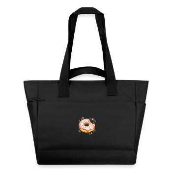 Zuckerrosa Donut mit Sprinkles Funkeln - Wasserabweisende Padded Bag - Schwarz - Vorne