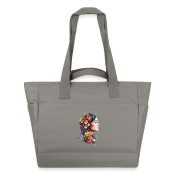 Woman Head Flowers International Women's Day Creative Abstract - Water-Repellent Padded Bag - grey - Front