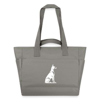 Loyal Doberman Guard Dog Silhouette - Water-Repellent Padded Bag - grey - Front