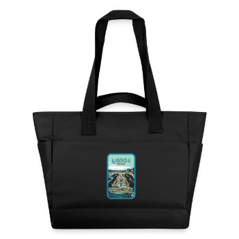 Illustration Rossio Square, Lisbon - Water-Repellent Padded Bag - black - Front