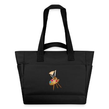 Palette d’artistes avec des couleurs vives et des pinceaux - Sac matelassé déperlant - noir - Devant