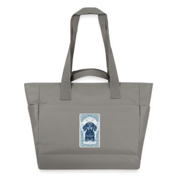 Tarot Xmas Card – Angel Dachshund “The Helper” - Water-Repellent Padded Bag - grey - Front