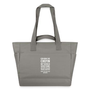 Chefin mit Geduld und Kaffee – Lustiges Frauen  - Wasserabweisende Padded Bag - Grau - Vorne