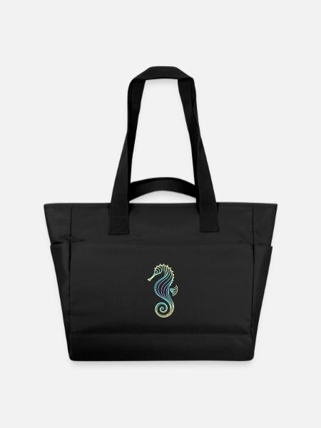 Hippocampe dégradé bleu jaune vert tribal - Sac matelassé déperlant - noir