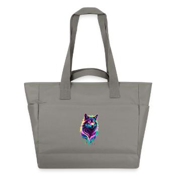 Farbenfroher Wolf Graffiti Wolfskopf - Wasserabweisende Padded Bag - Grau - Vorne