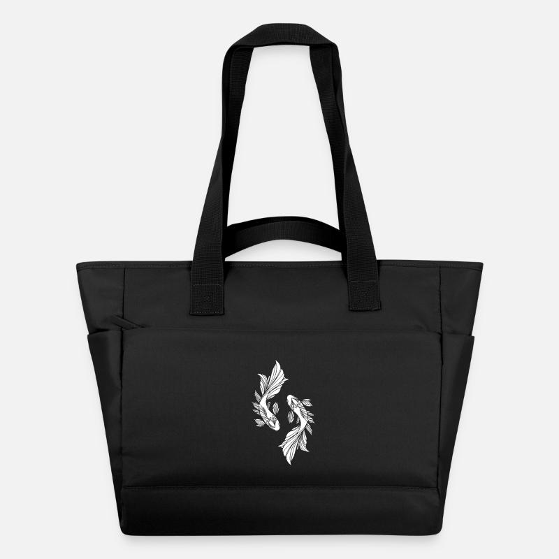Deux poissons blancs - Sac matelassé déperlant - noir