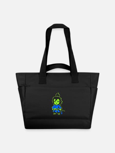 Neon Ninja Chibi en kimono - Sac matelassé déperlant - noir