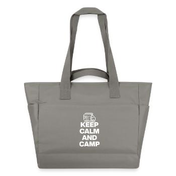 KEEP CALM AND CAMP! VANLIFE VANLOVE WOHNMOBIL - Wasserabweisende Padded Bag - Grau - Vorne