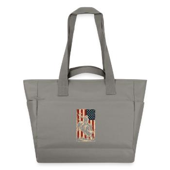 Rodeo, Cowboy, Western, Bull, Bull, USA Flag - Water-Repellent Padded Bag - grey - Front
