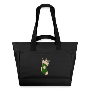 Chat gris en botte verte - Sac matelassé déperlant - noir - Devant