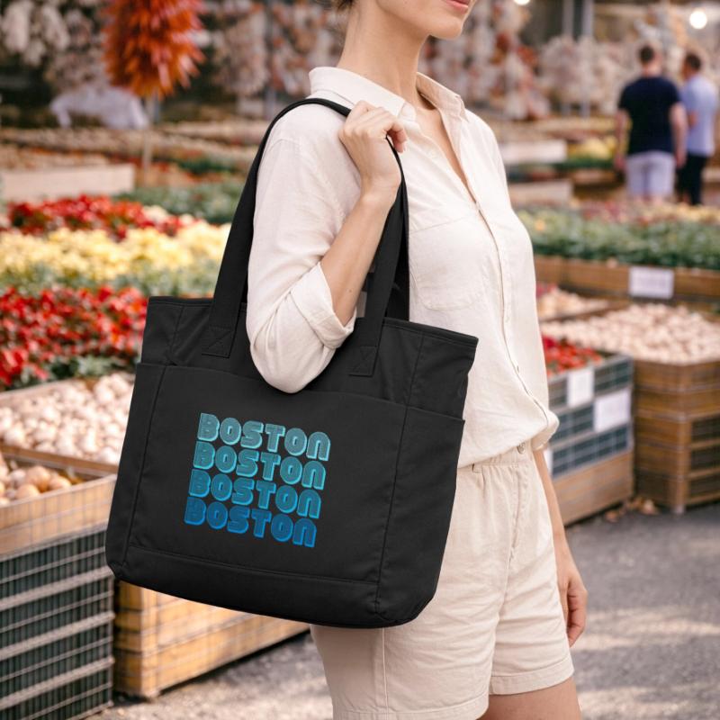 Boston Repeat Pattern Blue Gradient Water-Repellent Padded Bag