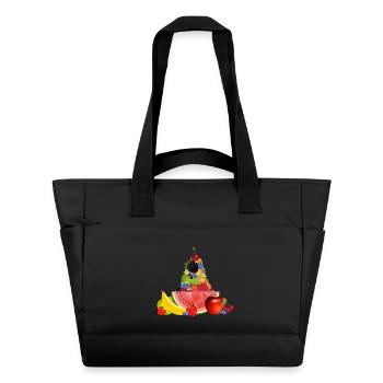 pyramide de fruits colorée avec pastèque - Sac matelassé déperlant - noir - Devant