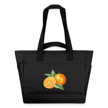 Aquarelle fruits orange avec des feuilles - Sac matelassé déperlant - noir - Devant