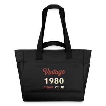 Vintage 1980's Cigar Club Retro Birth Year Gift - Water-Repellent Padded Bag - black - Front