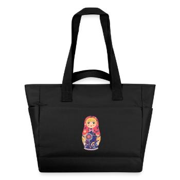 Bunte Matroschka mit Blumenmotiv - Wasserabweisende Padded Bag - Schwarz - Vorne