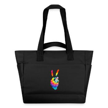 Peace Victory Tie-dye Hand Sign - Water-Repellent Padded Bag - black - Front