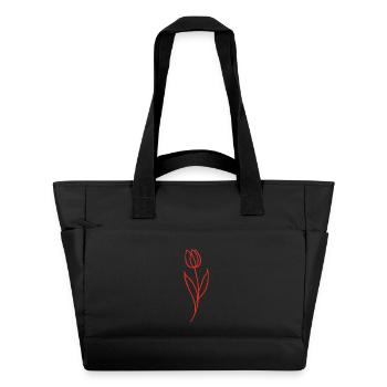 Skizze einer roten Blume - Wasserabweisende Padded Bag - Schwarz - Vorne