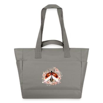 enchanting radiant ladybug with flowers - Water-Repellent Padded Bag - grey - Front