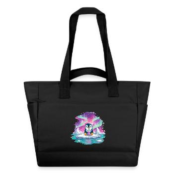 Pinguin auf Eis mit pinkem Drink - Water-Repellent Padded Bag - black - Front