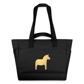 Dalapferd Gold Schweden Weihnachten Deko Luxus  - Wasserabweisende Padded Bag - Schwarz - Vorne