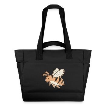 Oranger Cartoon Bienenstreifen Tiger - Wasserabweisende Padded Bag - Schwarz - Vorne