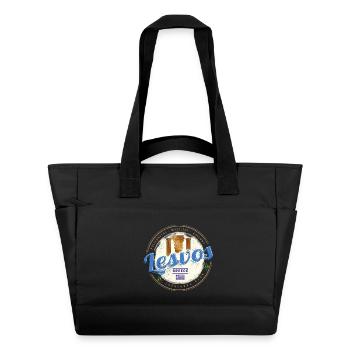 Lesvos Island in Greece Retro Holiday Souvenir - Water-Repellent Padded Bag - black - Front