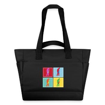 Saxophoniste rétro vintage - Sac matelassé déperlant - noir - Devant