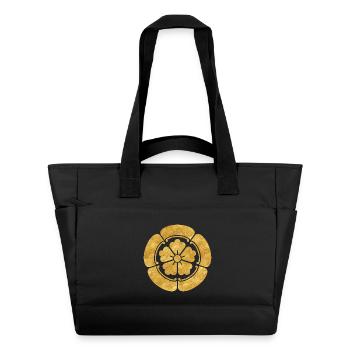 Vintage Faux Gold Oda Japan Mon Oriental Art - Water-Repellent Padded Bag - black - Front