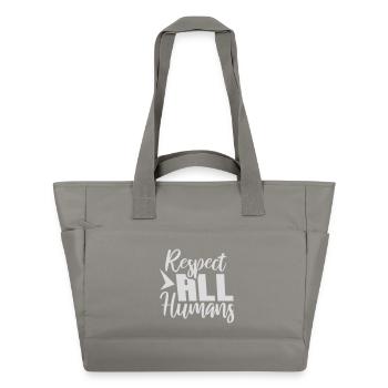 Respect All Humans Statement Humanity Saying - Water-Repellent Padded Bag - grey - Front