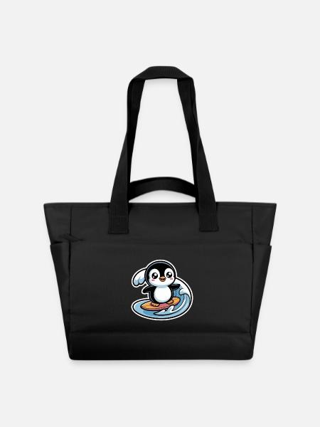 Süßer Pinguin-Surfer - Wasserabweisende Padded Bag - Schwarz