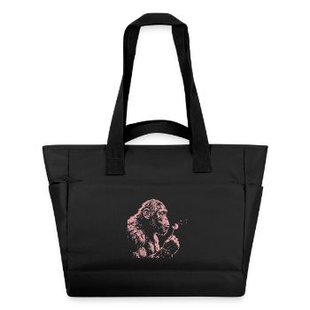 Chimpanzee Blowing Dandelion Art Monkey Nature - Water-Repellent Padded Bag - black - Front