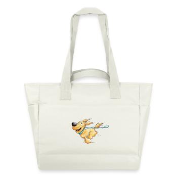 Flotter Hund Mit Hundeleine Geht Gasse - Wasserabweisende Padded Bag - Naturweiß - Vorne