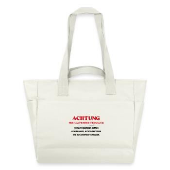 Achtung freilaufender Teenager - Wasserabweisende Padded Bag - Naturweiß - Vorne