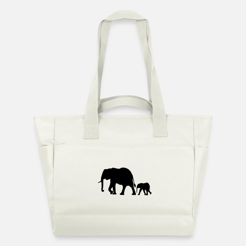 Eléphants - Sac matelassé déperlant - blanc nature