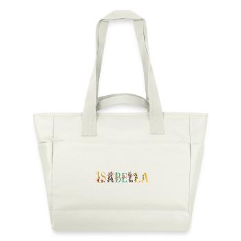 ISABELLA Name Art With Flowers Embroidered - Water-Repellent Padded Bag - natural white - Front