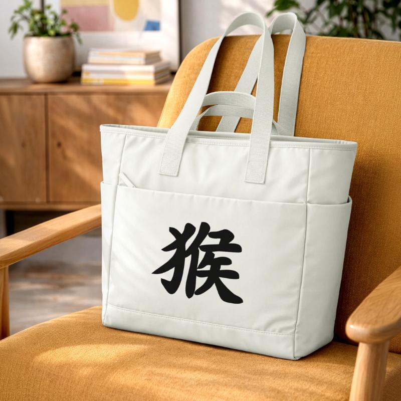 Chinese script monkey shadow image Water-Repellent Padded Bag